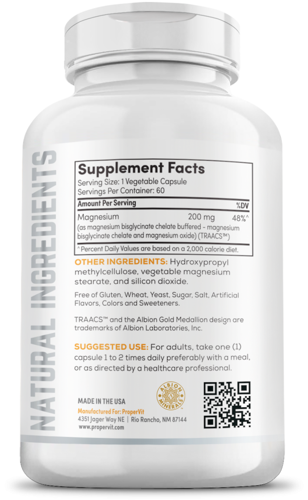 Premium Magnesium Chelate 200mg 60ct Proper Vit